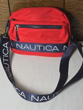 Nautica Red Crossbody Bag with Navy Branded Strap